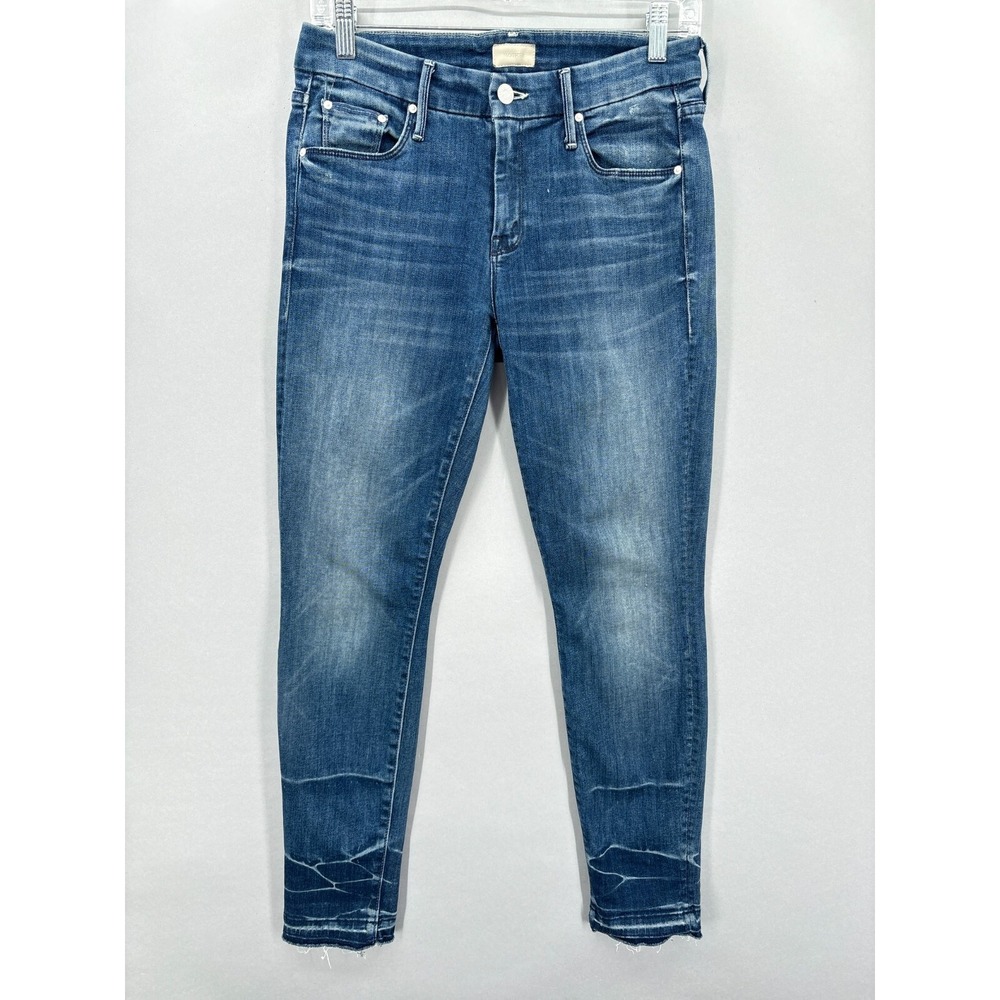 Mother Jeans Women 26 High Waisted Looker Ankle Fray Growing Pains Wash Blue 27"